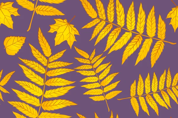 Feuilles d'automne rouge et orange Jaune. Fond feuille de motif d'automne sans couture. Modèle pour le tissu. Tirage de fougère. Tendance automne modèle. Modèle de chemise en tissu. Illustration vectorielle, eps 10 — Image vectorielle