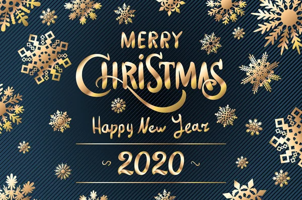 Merry Christmas and Happy New Year 2020 lettering template. Greeting
