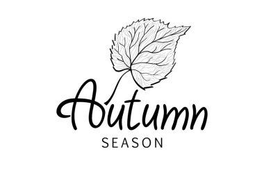 sonbahar yaprakları sezon siyah vektör El Çizilmiş kaligrafi