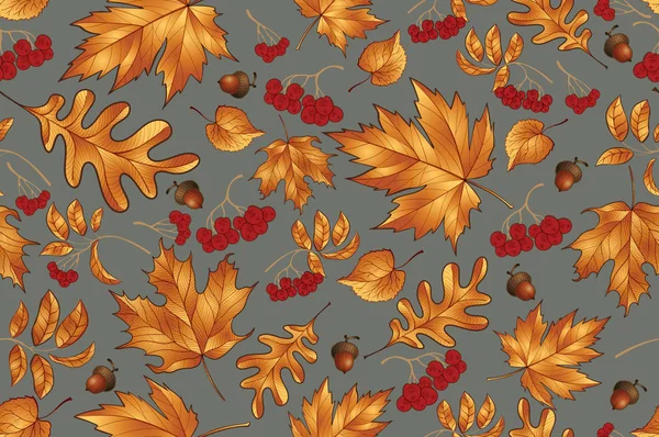 Motif floral vectoriel sans couture avec des feuilles et des fleurs d'automne. Illustration vectorielle eps 10 — Image vectorielle