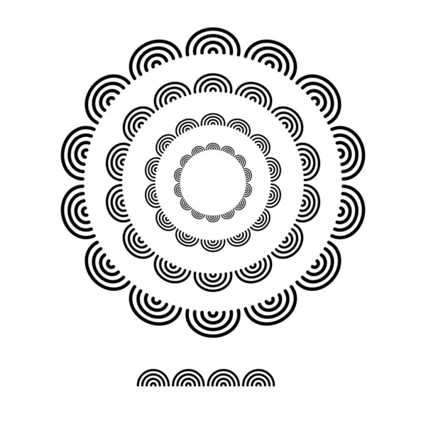 Štětce vzory v kruhové čáře černý tvar vektorové grafiky kulaté rámy s plně upravitelnou šířkou tahu — Stockový vektor