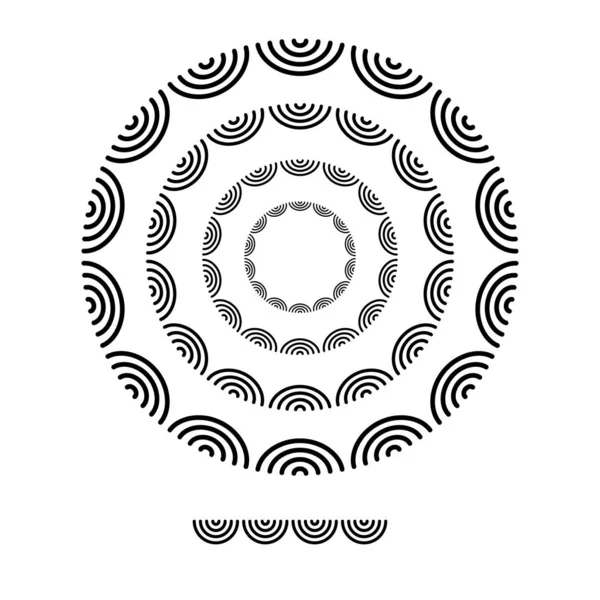 Brosses motifs dans une ligne de cercle forme noire design vectoriel graphiques cadres ronds avec largeur de course entièrement modifiable — Image vectorielle