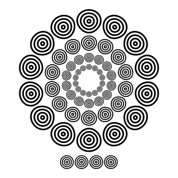 Кисти узоры в черной линии круга черной формы дизайн векторных графических круглых кадров с полностью редактируемой шириной хода — стоковый вектор