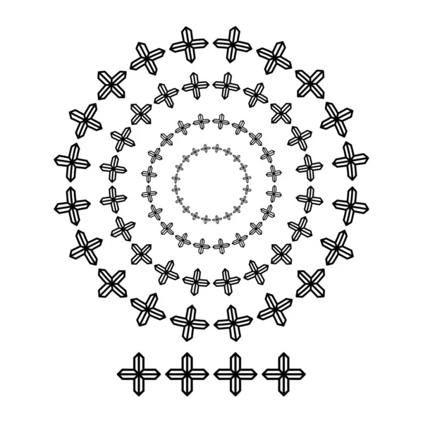 Motivi a pennello incrociato in linea di cerchio cornici rotonde grafiche vettoriali di design di forma nera con larghezza del tratto completamente modificabile — Vettoriale Stock