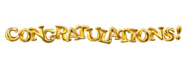 Tebrikler altın balonlar. Metin dekorasyonu partisi vektör sanatı yarattı.