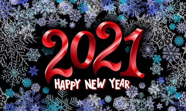 Feliz Año Nuevo 2021 Ilustración Vectorial Vacaciones Gradiente Rojo Números — Vector de stock