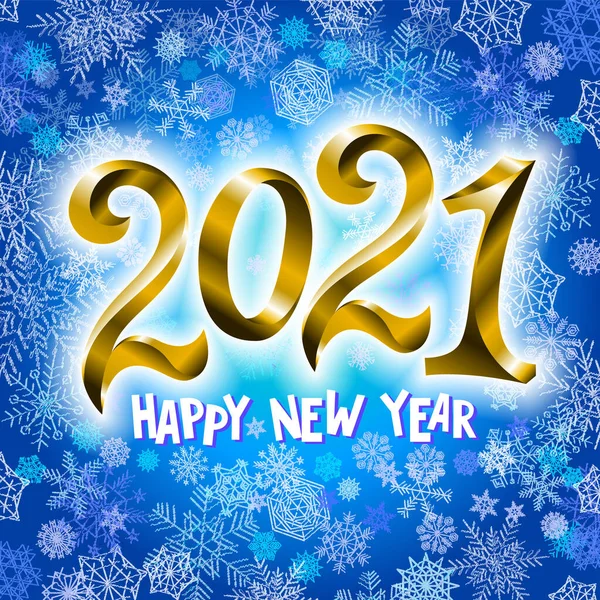 Feliz Año Nuevo 2021 Ilustración Vectorial Vacaciones Oro Gradiente Números — Vector de stock