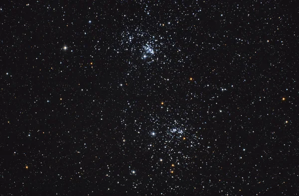 Double Cluster Perseus Sky Full Stars — Stock Photo, Image