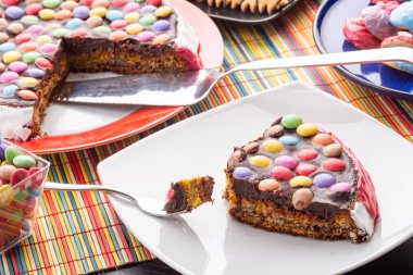 arka planda pasta ile lezzetli tatlılar, yakın