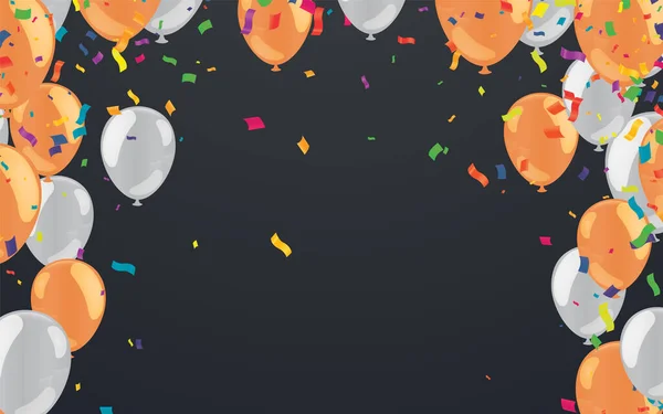 Les Ballons Colorés Vectoriels Les Confettis Tombants Peuvent Être Séparés — Image vectorielle