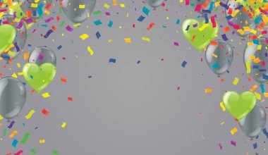 Parlak zeytin yeşili, bulanık efektli uçan helyum balonları. Düğün, doğum günü ve yıldönümü arkaplanı.