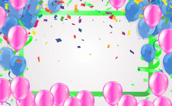 Balões Roxos Venda Vetor Ilustração Confetti Fitas Modelo Fundo Celebração — Vetor de Stock