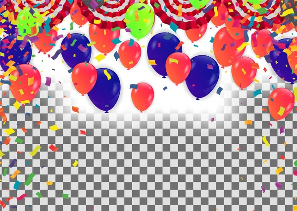 Bunch Colorful Helium Balloons Isolated Background Party Decorations Birthday Anniversary — Stock Vector