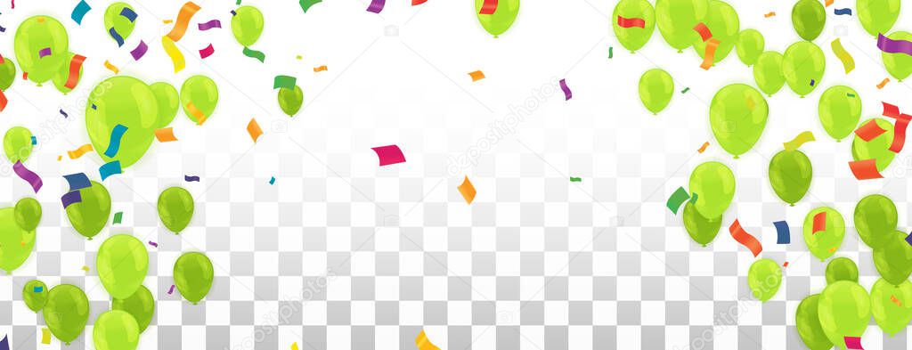 Glossy olive green Flying helium Balloons backdrop with blur effect. Wedding, Birthday and Anniversary Background.