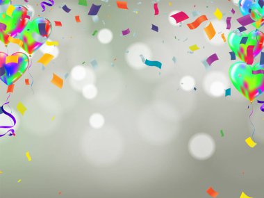 Satış indirimi ve kutlama partisi afişini sunmak için kullanılan renkli balonlar