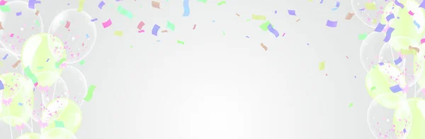 Viering Achtergrond Sjabloon Met Confetti Verscheidenheid Kleuren Linten — Stockvector