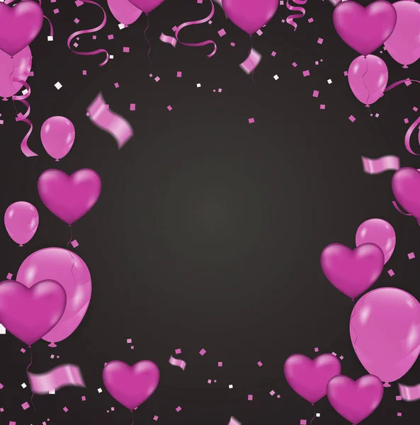 Fête Luxe Rose Carte Anniversaire Avec Ballons Fond Noël — Image vectorielle