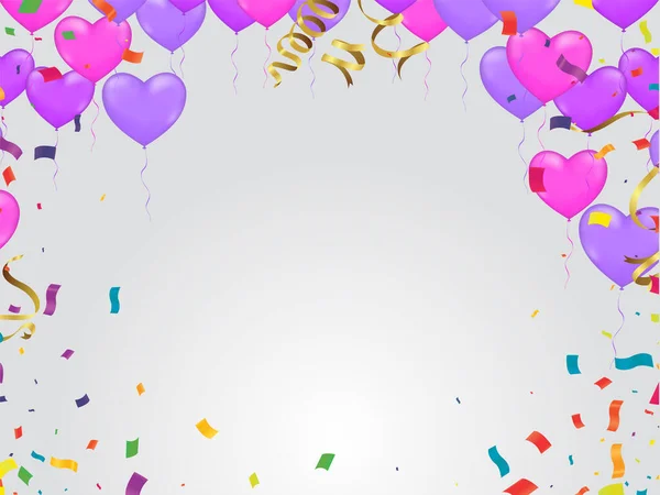 豪华派对粉色 生日卡片 气球和圣诞背景 — 图库矢量图片