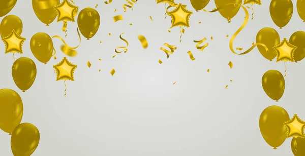 Feestspandoek Met Gouden Ballonnen Achtergrond Vectorillustratie — Stockvector