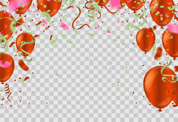 Vector Glückwunschkarte Mit Roten Luftballons Party Einladung Luftballons Zum Geburtstag — Stockvektor