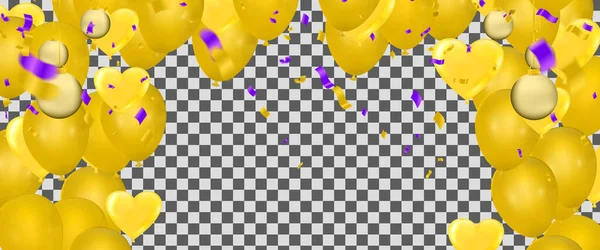 Party Banner Mit Gold Luftballons Hintergrund Vektorillustration — Stockvektor