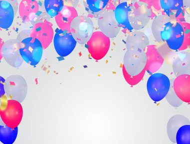 Lüks parti balonları pembe, pullar balonlar, Pastel metalik kompozisyon doğum günü için boş alan, diğer promosyon sosyal medya afişleri, metin.