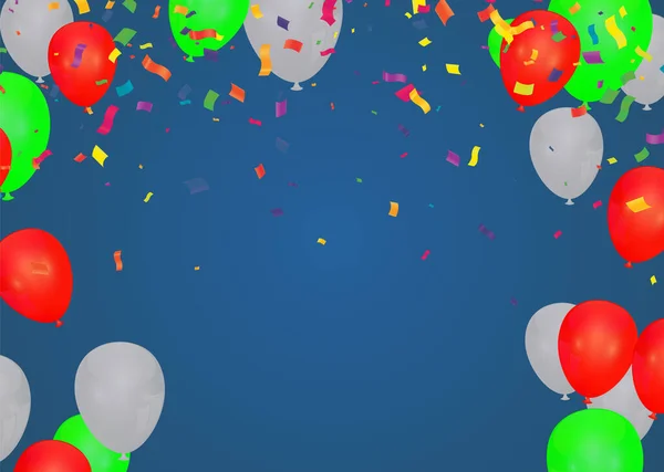 矢量快乐生日卡片与红色气球 派对邀请函 生日气球 — 图库矢量图片