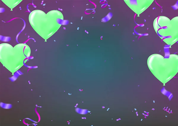 Вектор Днем Народження Листівка Зеленими Кульками Запрошення Вечірку — стоковий вектор