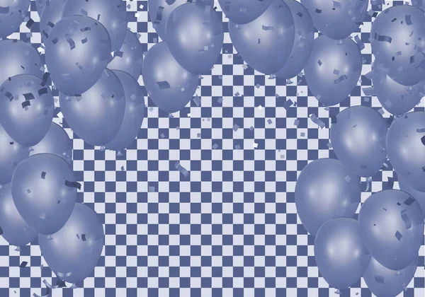 Party Modré Balónky Realistické Lesklé Balónky Pozadí Efektem Bokeh — Stockový vektor