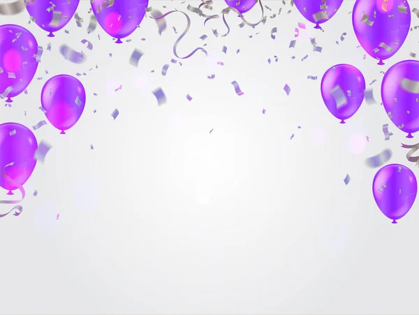 Party Purple Balloons Background Your Text Vector Illustration Festive Background — Stock Vector