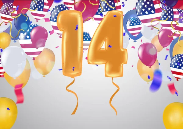 Yıl Dönümü Doğum Günü Şablon Tasarımı Arka Plan Renkli Balon — Stok Vektör
