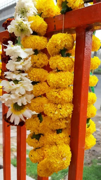 Imagem Flores Usadas Para Decoração Durante Festivais Índia — Fotografia de Stock