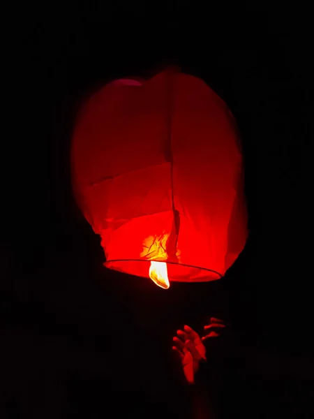 Imagem Lanterna Céu Tiro Noite — Fotografia de Stock