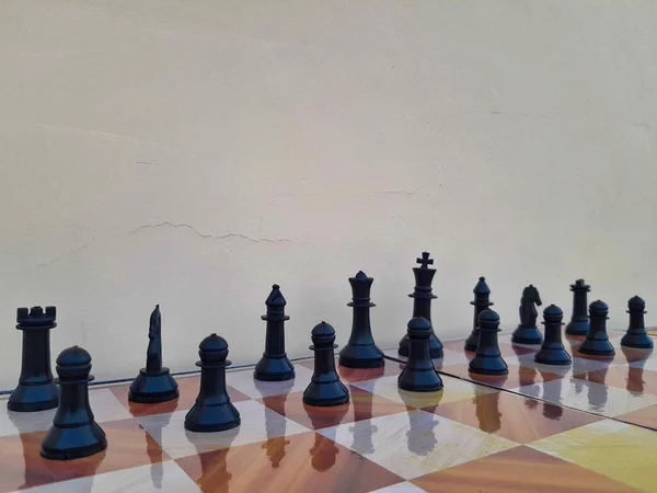 Bild Schackspel Chess Ett Strategispel Med Två Spelare Som Spelas — Stockfoto