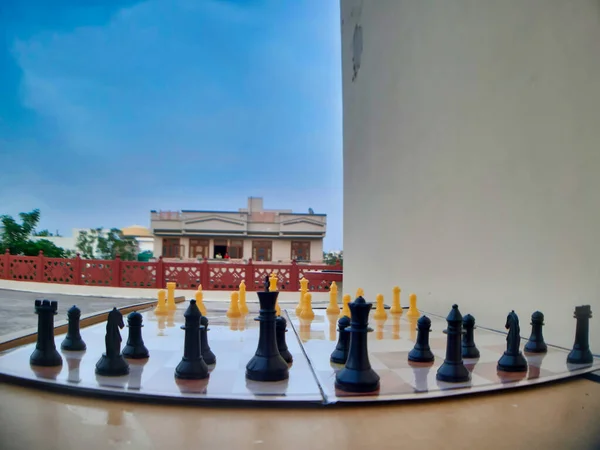 Picture of chess game. Chess is a two-player strategy board game played on a checkered board with 64 squares arranged in an 88 grid