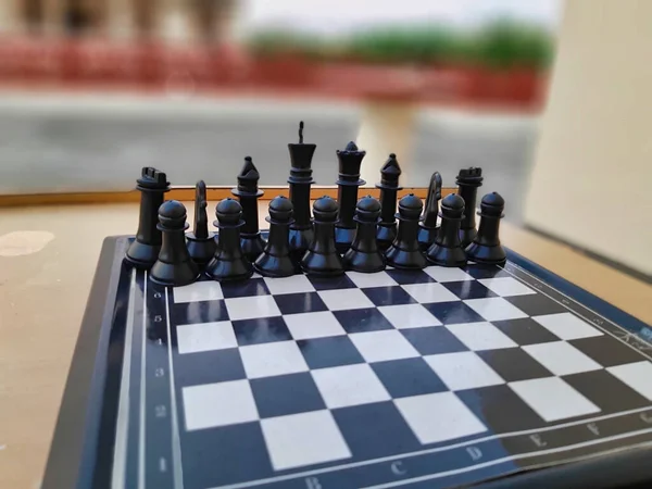 Bild Schackspel Chess Ett Strategispel Med Två Spelare Som Spelas — Stockfoto