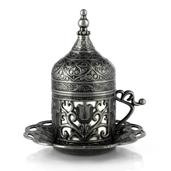 Türkischer Kaffee Kupferbecher Mit Traditionellen Orientalischen Mustern Aus Demitasse Orientalischen — Stockfoto