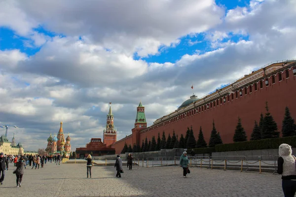 Москва Россия Марта 2017 Вид Красной Площади Мавзолей Ленина Спасскую — стоковое фото