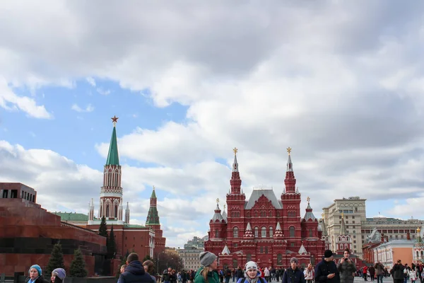 Moscou Rússia Março 2017 Vista Praça Vermelha Para Museu Histórico — Fotografia de Stock