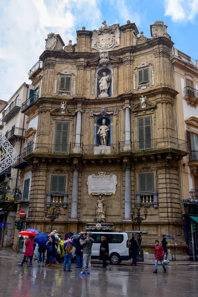 Palermo Italy January 2019 Four Corners Palermo Quattro Canti Officially — Stock Photo, Image