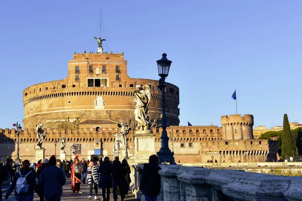 Roma Italia Enero 2019 Castel Sant Angelo Mausoleo Adriano Construido — Foto de Stock