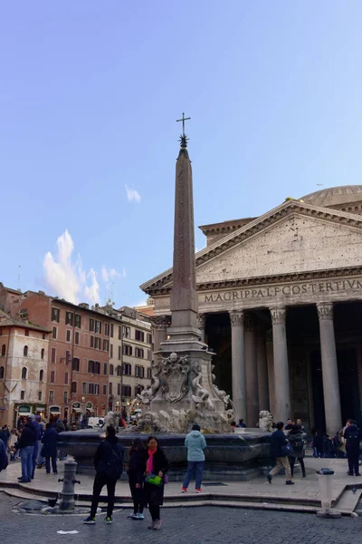 Rome Italy January 2019 Pantheon Fontana Del Pantheon Monumental Obelisk — Stock Photo, Image