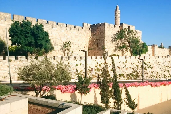 神殿の丘 エルサレム旧市街の眺め エルサレムの西壁 イスラエル — ストック写真