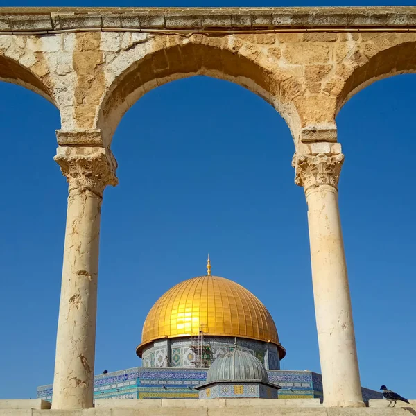 Vista Sobre Cúpula Roca Través Columnata Escalas Las Almas Jerusalén — Foto de Stock