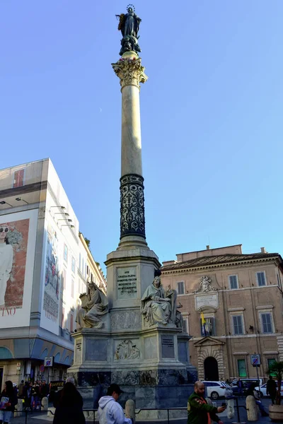 Roma Itália Janeiro 2019 Piazza Mignanelli Colonna Dell Immacoloata Column — Fotografia de Stock