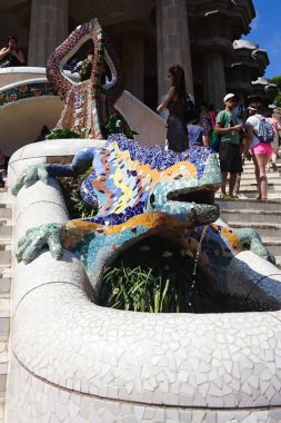 Barselona, İspanya - 26 Ağustos 2015: Park Guell, Barselona