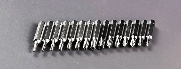 Close Collection Tough Metal Bits Screwdriver Drill — Stock Photo, Image