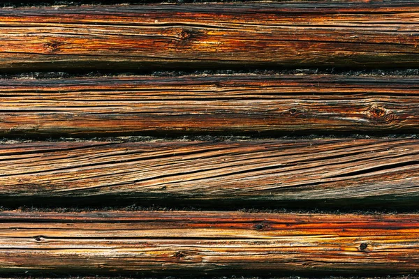 Fragment Facade Log Wall Rustic Log Wall Horizontal Wood Background — Stock Photo, Image