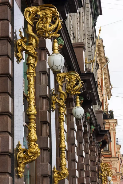 Details Der Fassade Des Zinger Hauses Newski Prospekt Petersburg Russland — Stockfoto