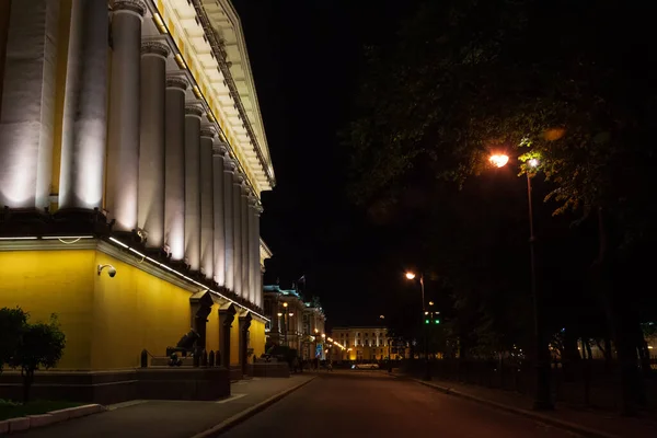 Night view of the Admiralty and facade details in St. Petersburg, Russia